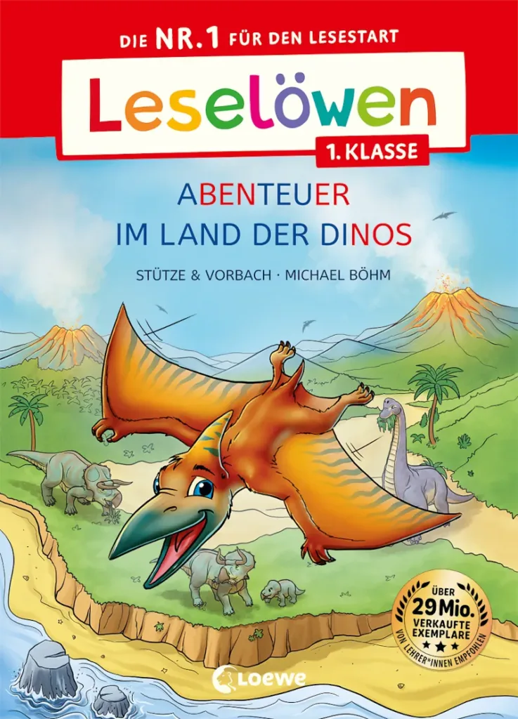 Leselöwen 1. Klasse - Abenteuer im Land der Dinos - Erstleser - Cover